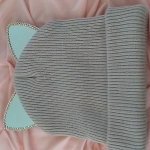 Mirrored Jeweled cat ears cozy winter hat knit cosplay